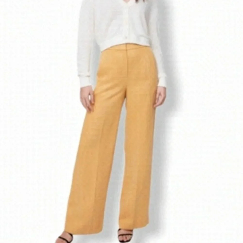 Aritzia Wilfred Cézanne Pant High-waisted wide-leg linen trouser yellow size 0